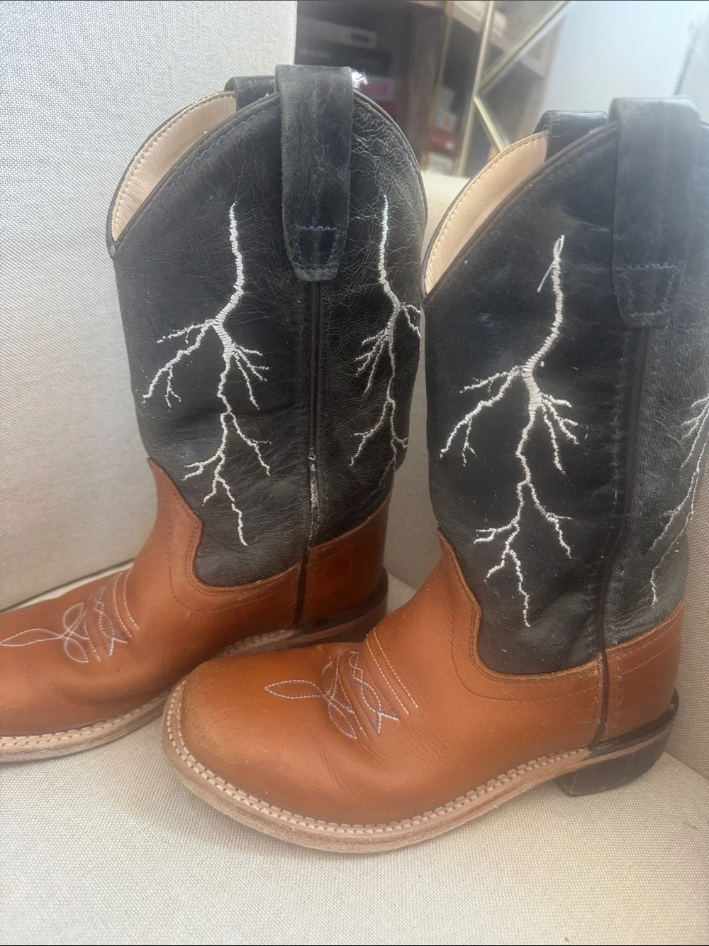 Kids Cody James Two-Tone Brown and Black Leather Western Boots